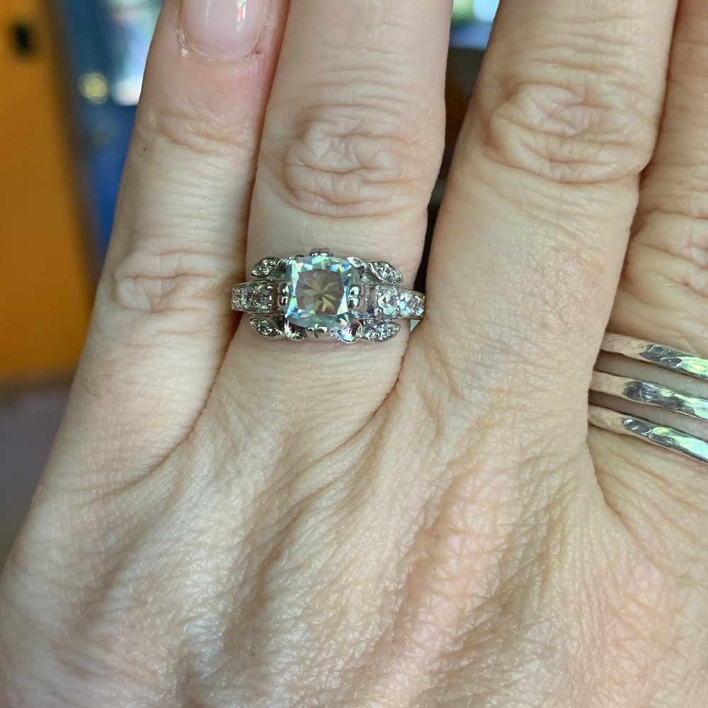 2.50 TCW Ice blue cushion cute moissanite